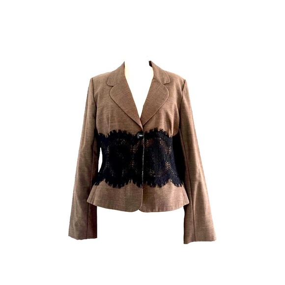 Designer Jacket in Brown & Black Lace Accent L - NWOT - Picture 11 of 11